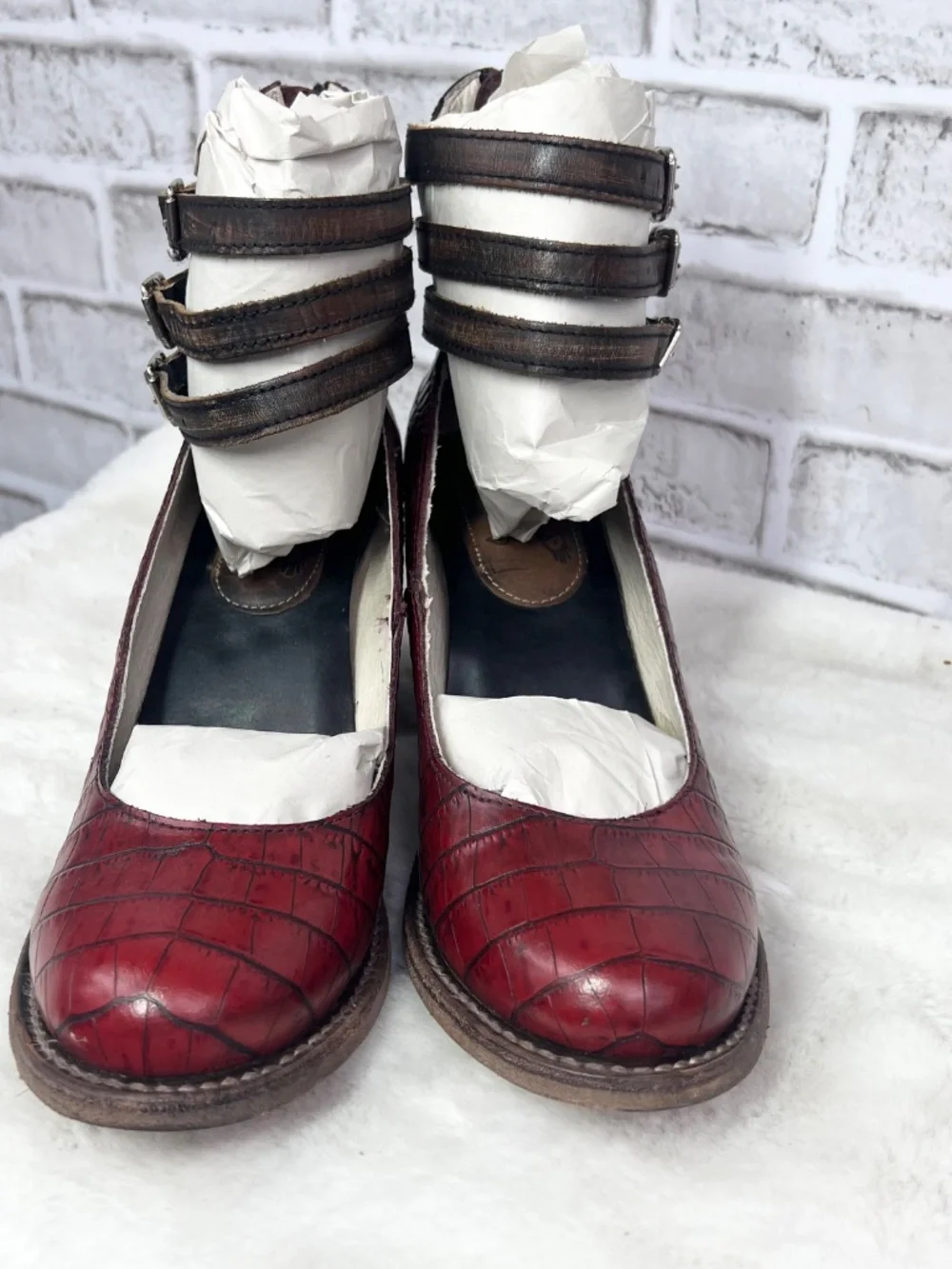 🦅BNIB🤩|•FREEBIRD BY STEVEN•| 'Randi' Red Croc Heeled Mary Jane Size 10